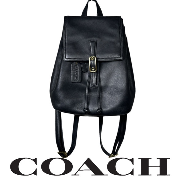 VINTAGE Y2K COACH | 9858 Legacy Black Leather Mini Backpack Nap Sack Bag Purse - Picture 2 of 13